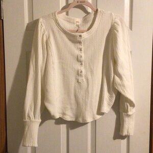 Free People White Button-Front Blouse